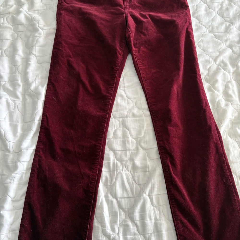 Elegant Maroon Straight Leg Women's Corduroy Pants